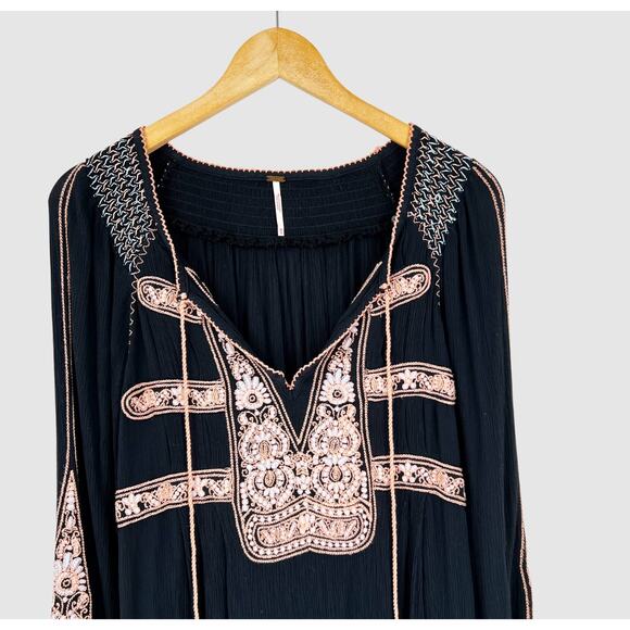 Free People Boho Long Sleeve Embroidered Dress Medium - Picture 7 of 8